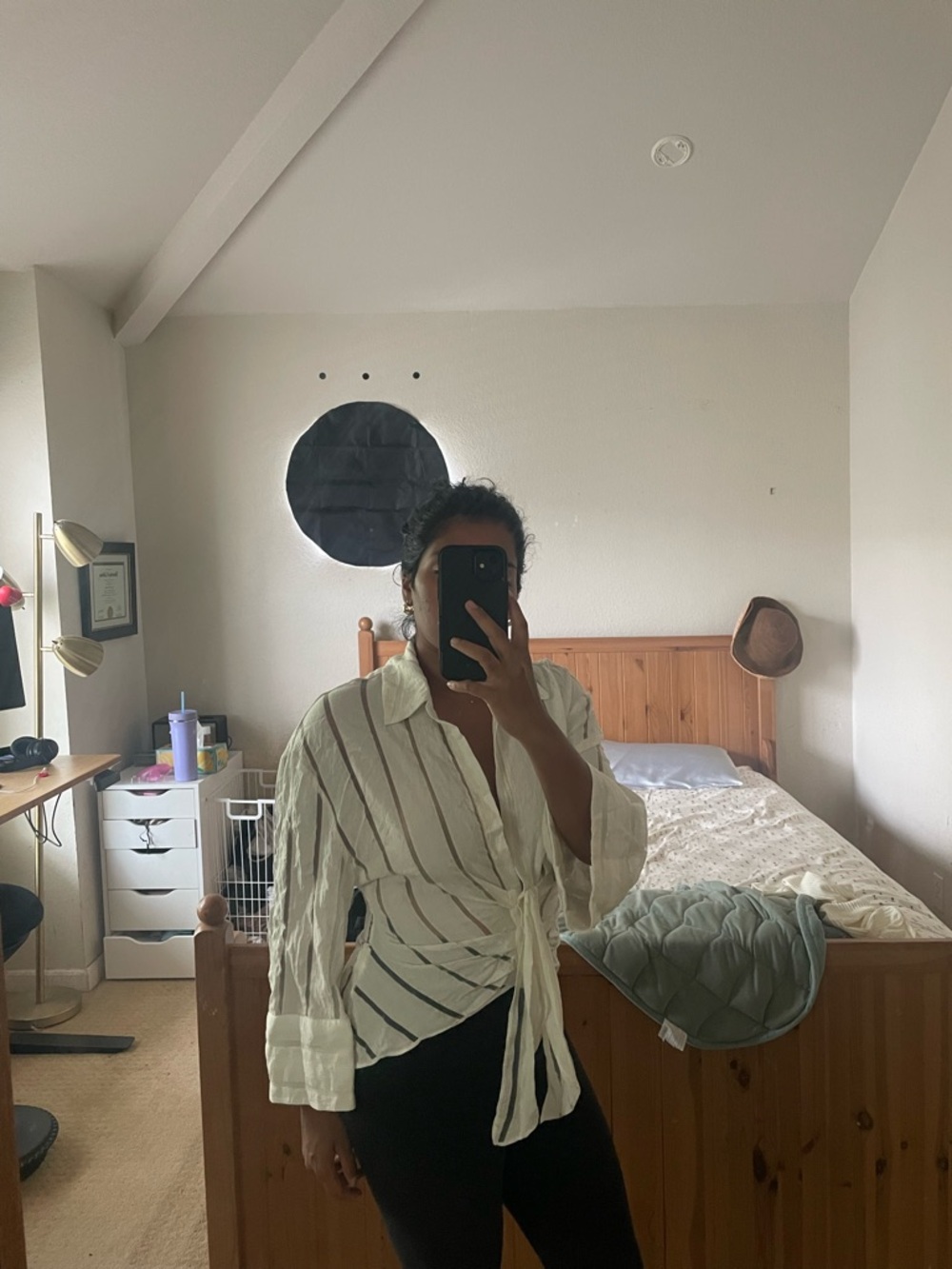 Zara Cream Button-Front Linen Top